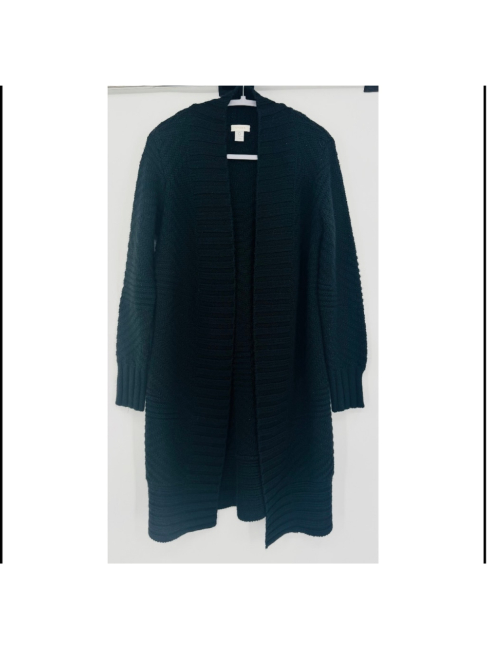 Chico's Wool Blend Black Long Sleeve Open Front Cardigan Size 0 Small